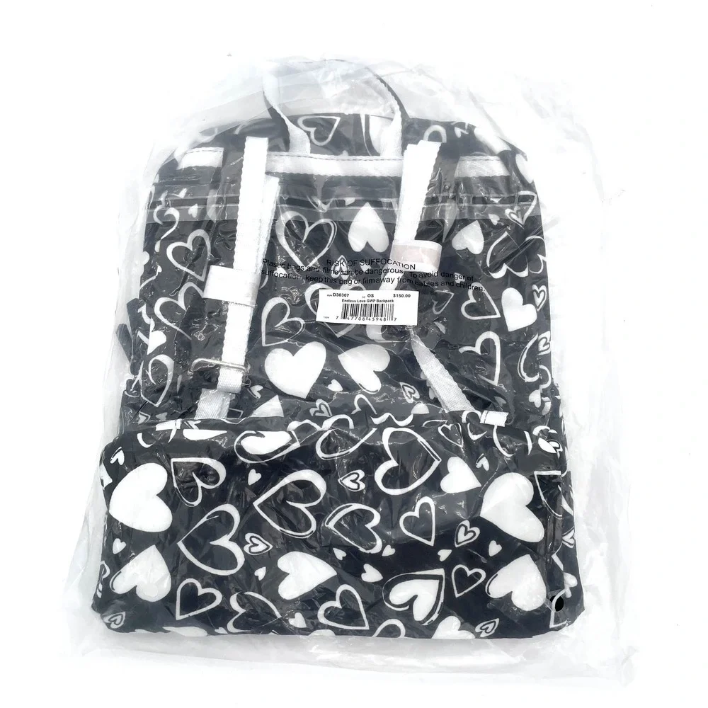 Brighton Love Endless Love Backpack NWT Black White Heart Print 9